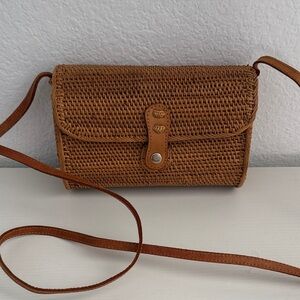 Brown Woven Crossbody Bag